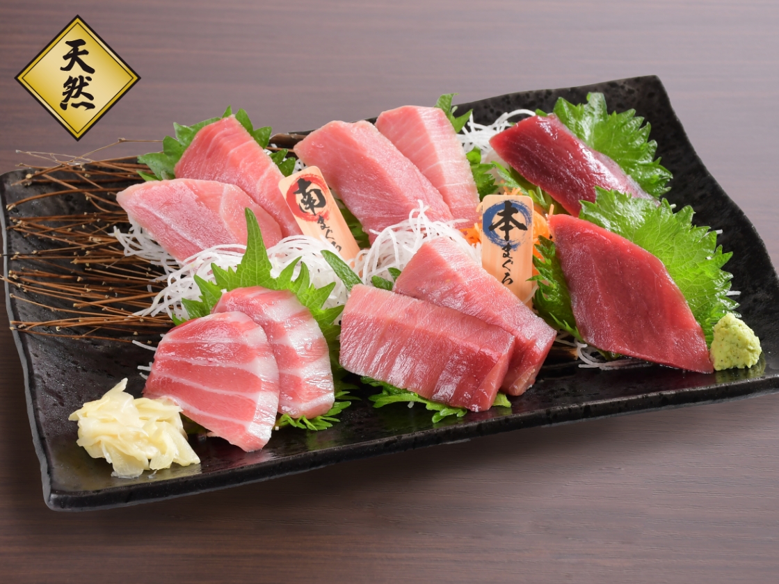 南まぐろと本まぐろ静岡本店の南マグロと本マグロ食べ比べ刺身